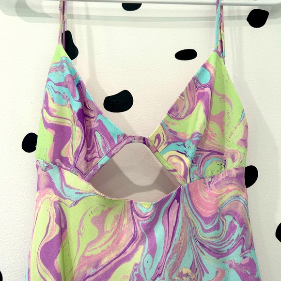 Zara SMALL Women's Purple, Yellow, Blue, Green Dress - Picture 6 of 7